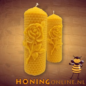 Stompkaars Bijenwas Honingraat Met Roos Groot