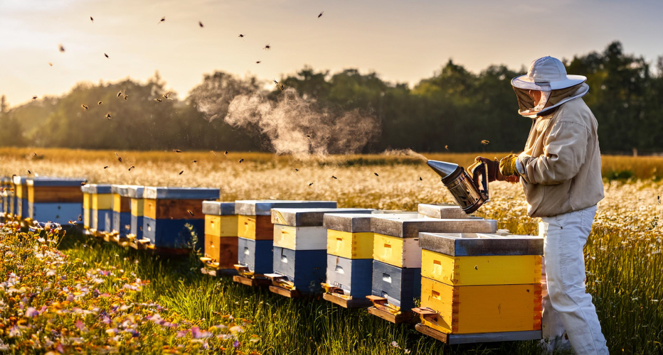 Echte rauwe honing kopen bij de imker die het vers uit de bijenkast oogst zoals op deze foto. Lokale honing van bijen bestel je hier direct bij de imker.