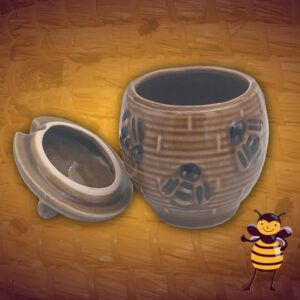 op deze afbeelding zie je een Bruine Honingpot Met Bijen